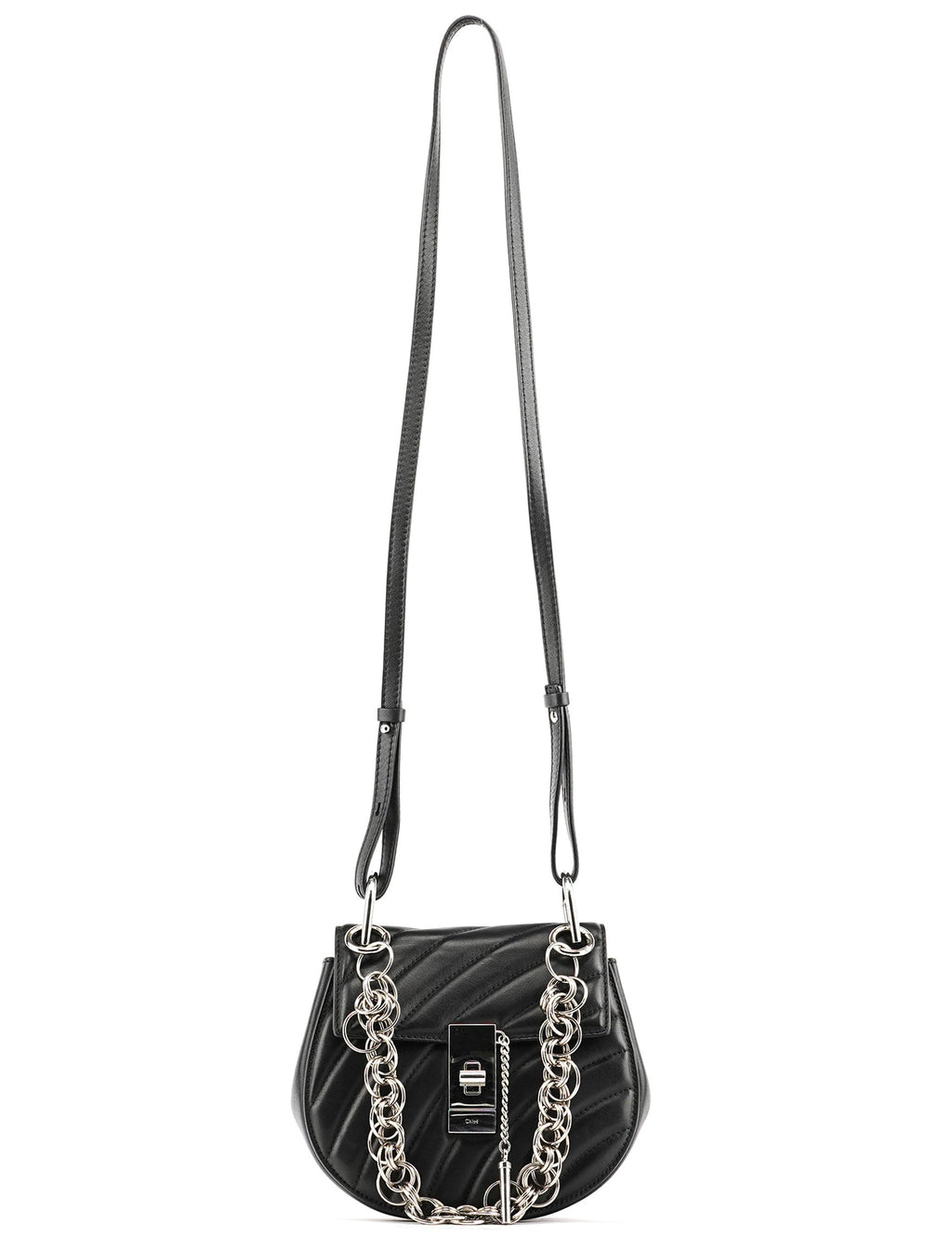 Black Leather Drew 2-Way Crossbody Bag