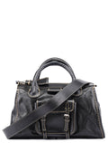 Black Leather Edith 2-Way Tote Bag