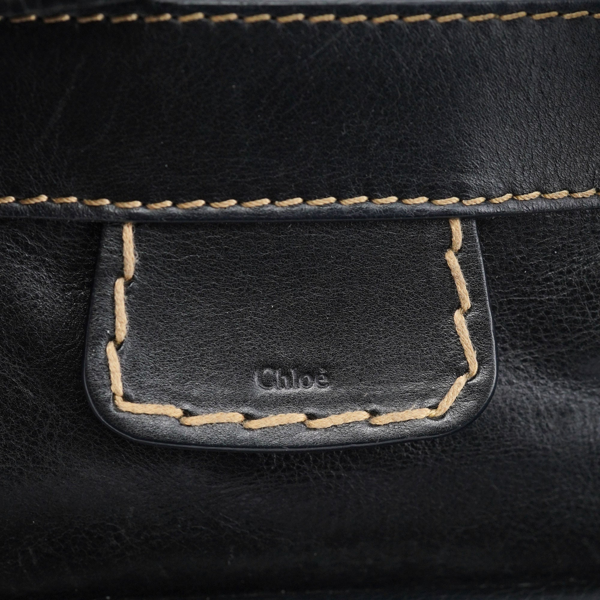 Black Leather Edith 2-Way Tote Bag