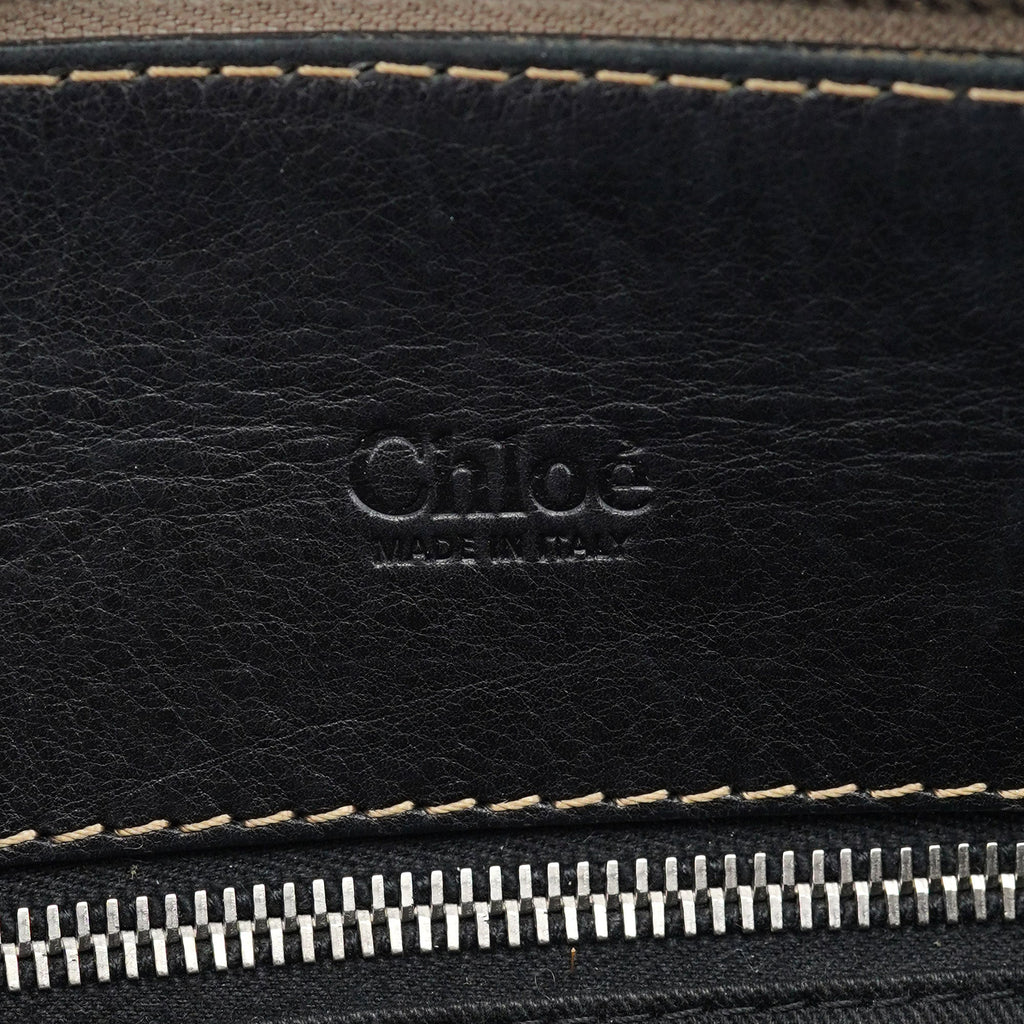 Black Leather Edith 2-Way Tote Bag