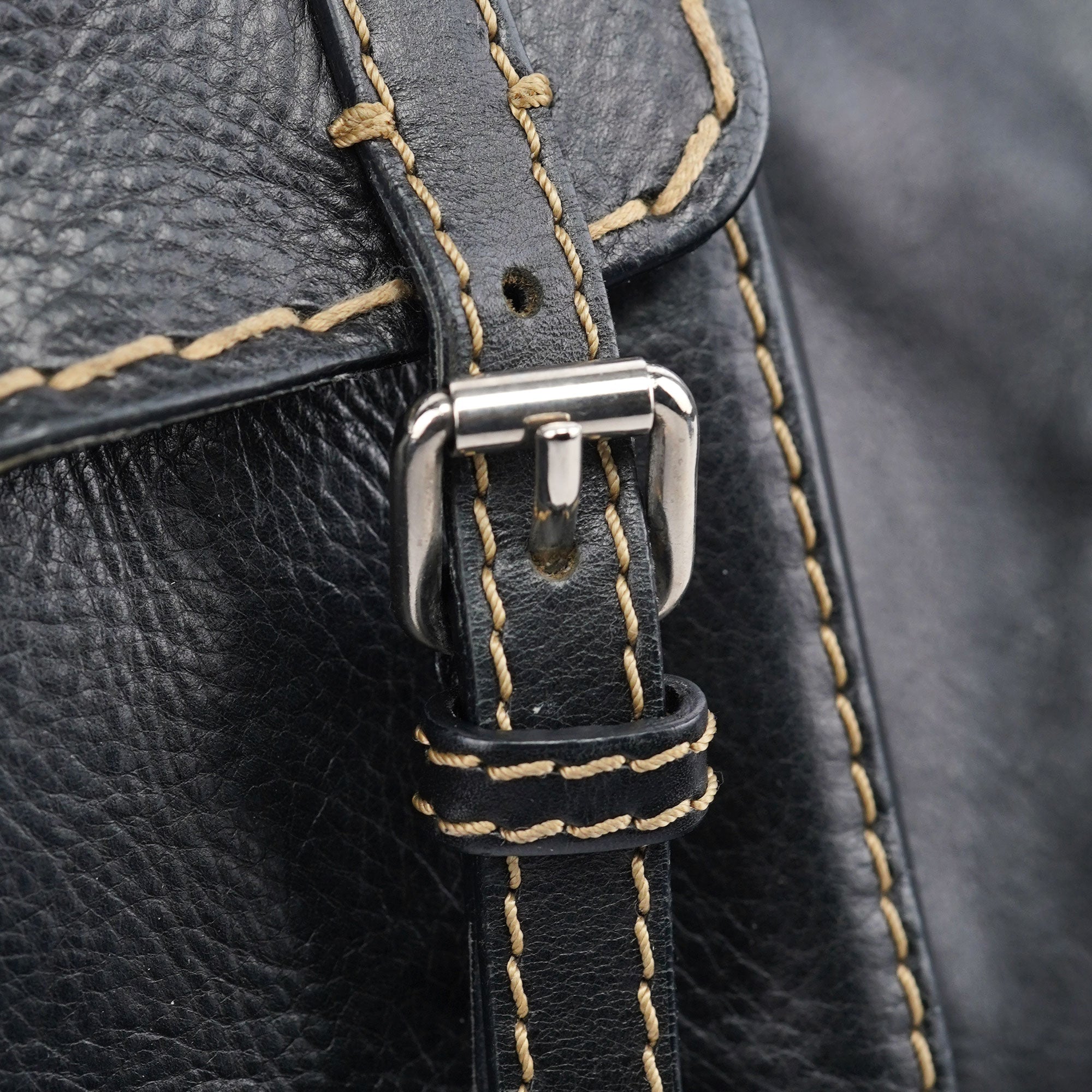 Black Leather Edith 2-Way Tote Bag