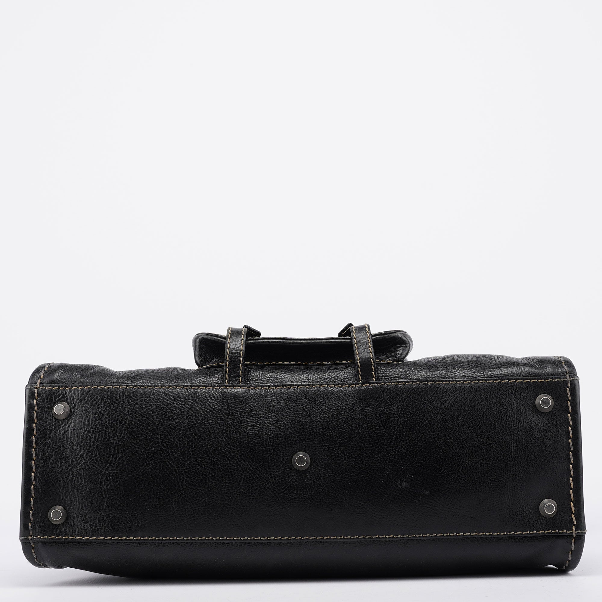 Black Leather Edith 2-Way Tote Bag