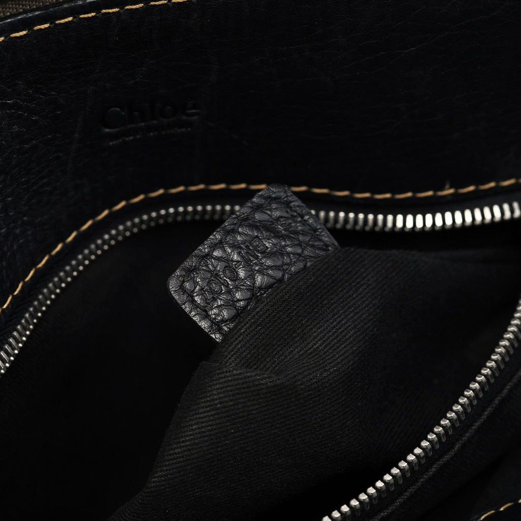 Black Leather Edith 2-Way Tote Bag