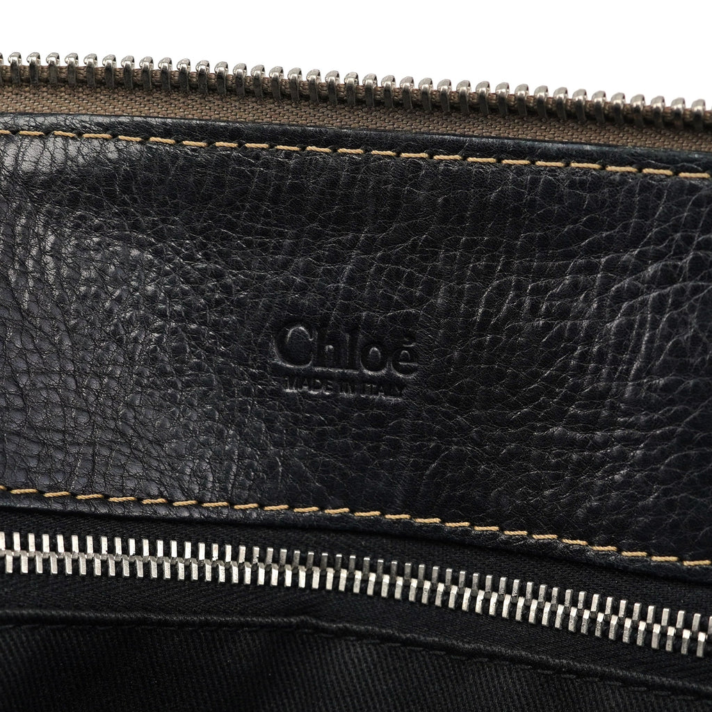 Black Leather Edith 2-Way Tote Bag