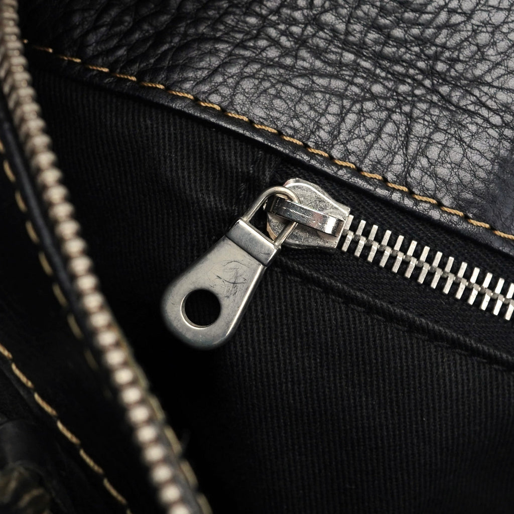 Black Leather Edith 2-Way Tote Bag