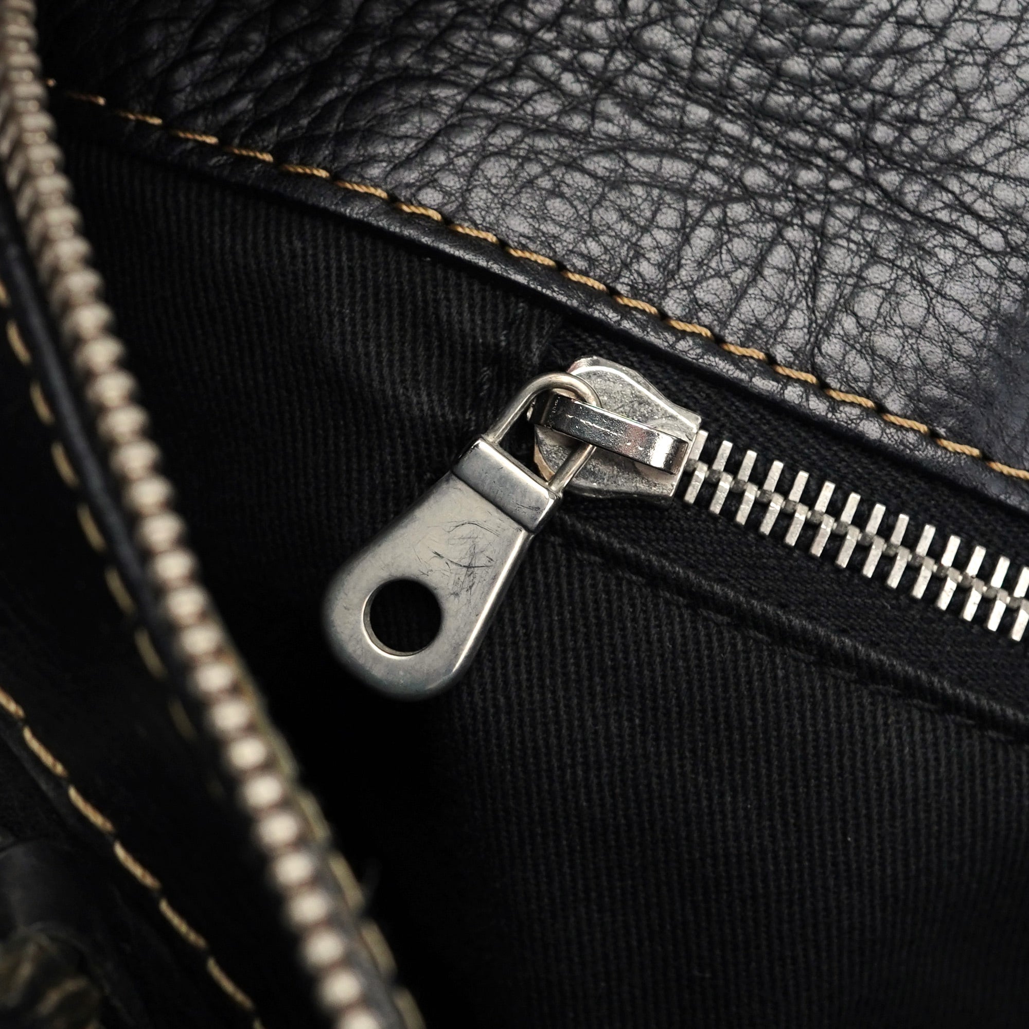 Black Leather Edith 2-Way Tote Bag