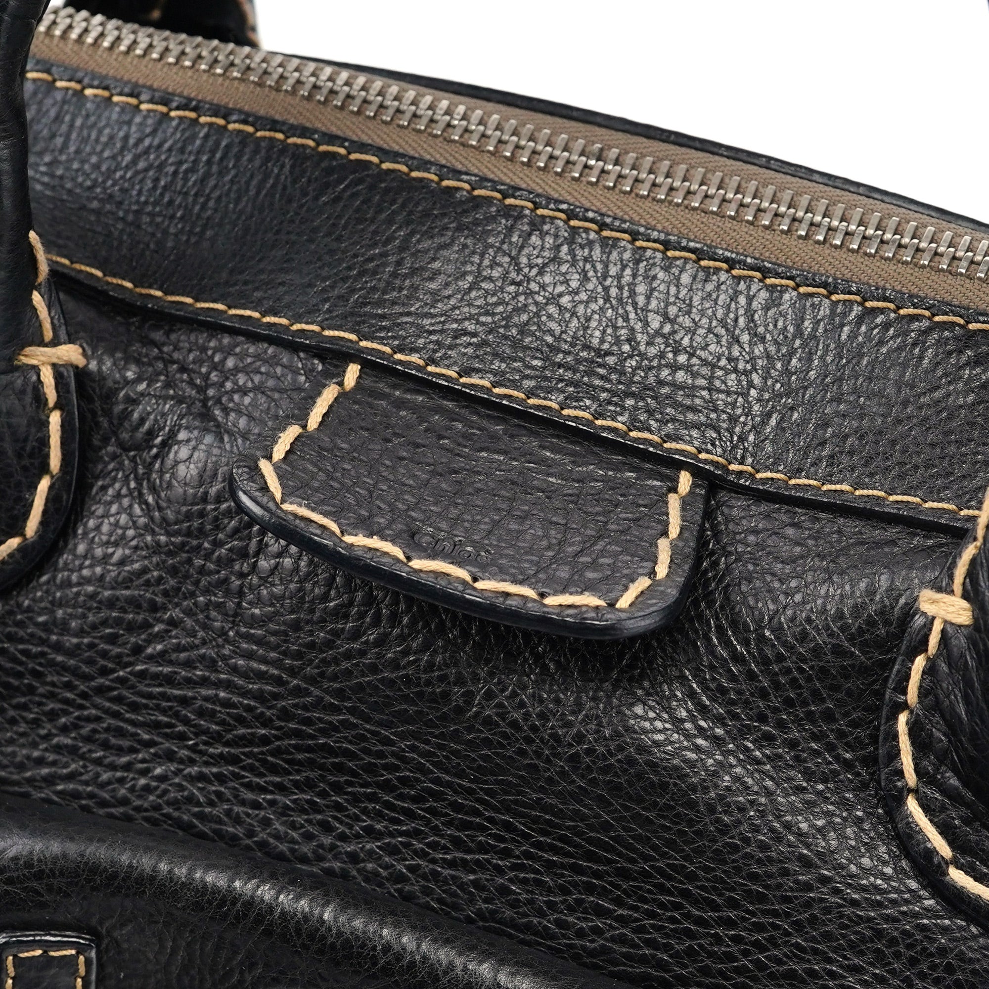 Black Leather Edith 2-Way Tote Bag