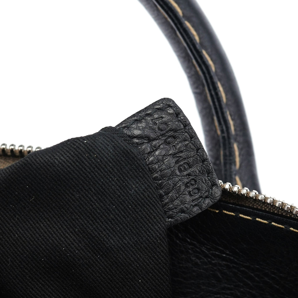 Black Leather Edith 2-Way Tote Bag