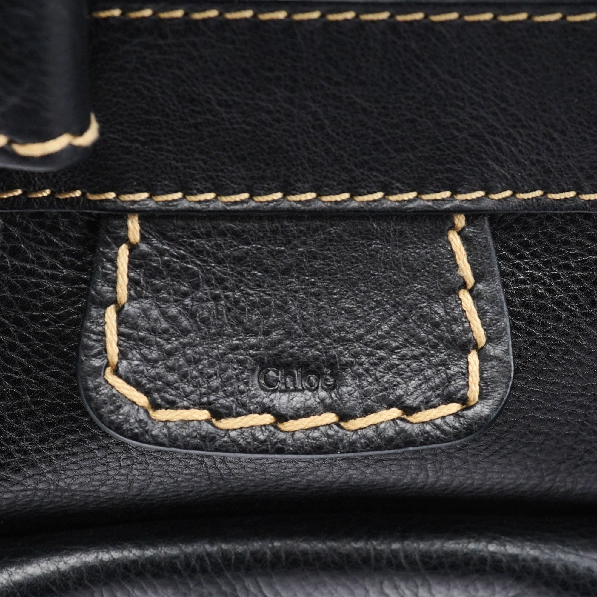 Black Leather Edith 2-Way Tote Bag