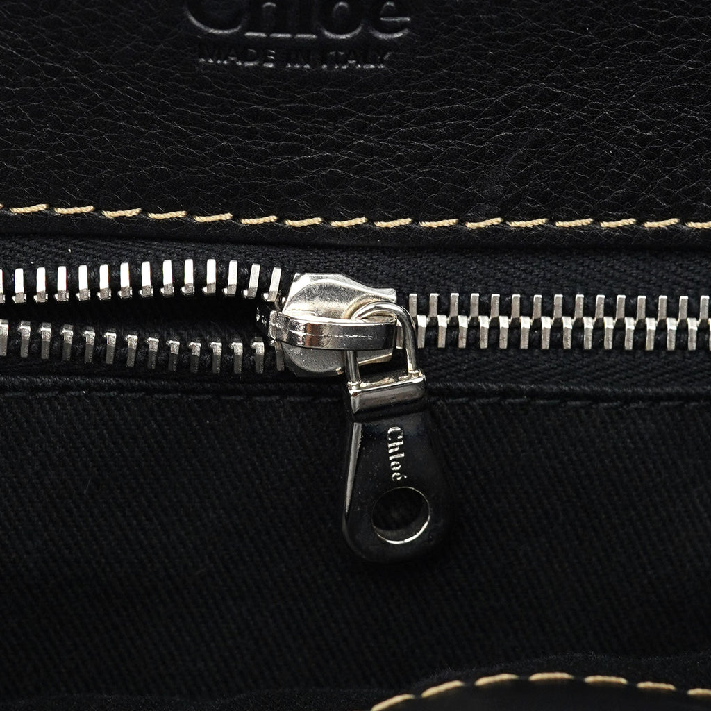 Black Leather Edith 2-Way Tote Bag