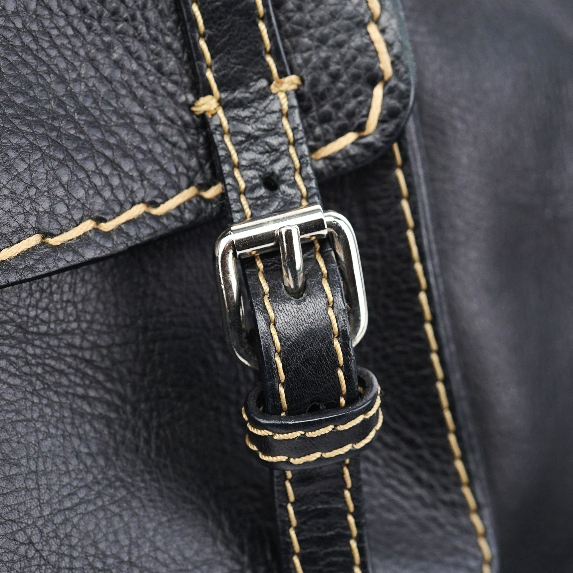Black Leather Edith 2-Way Tote Bag