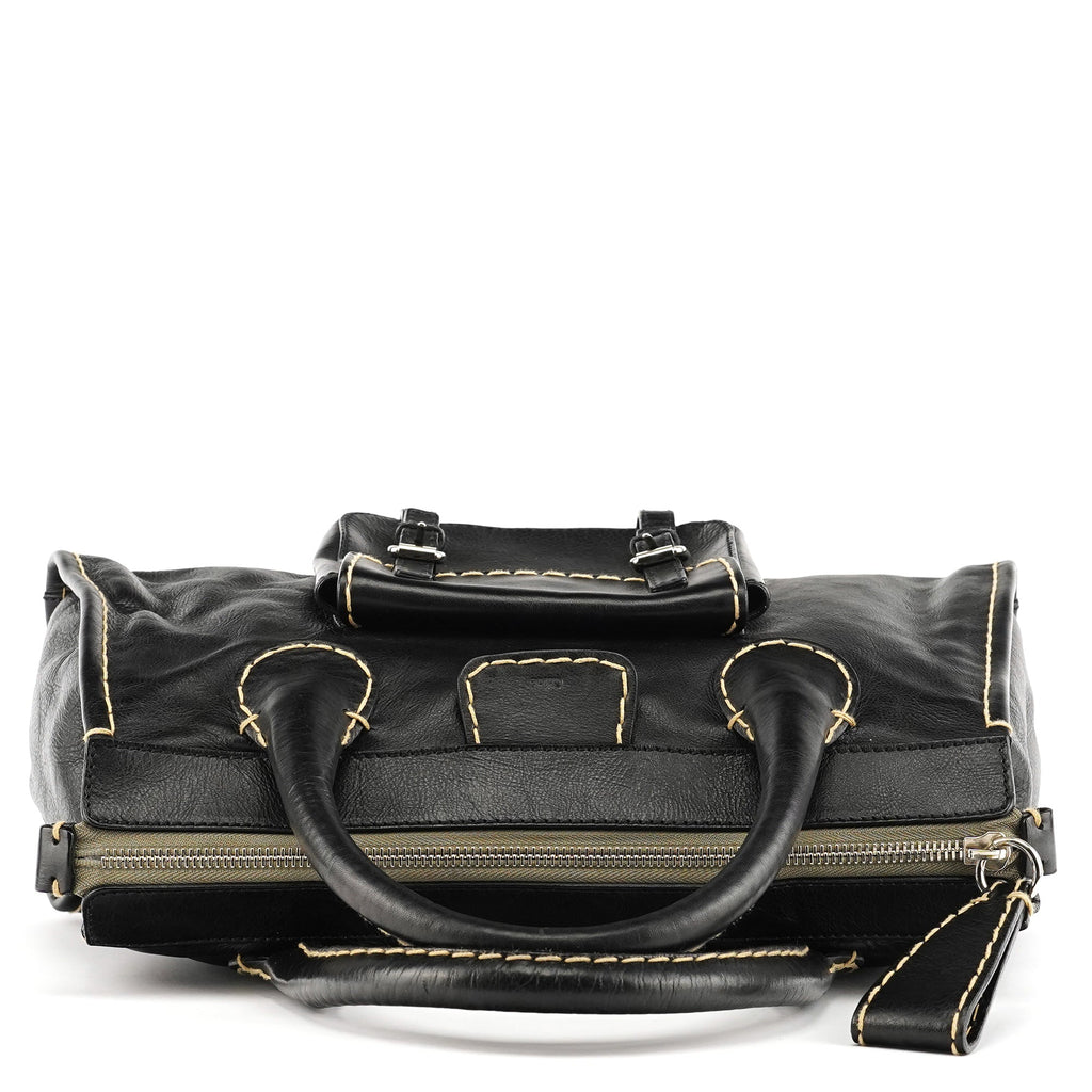 Black Leather Edith Tote Bag