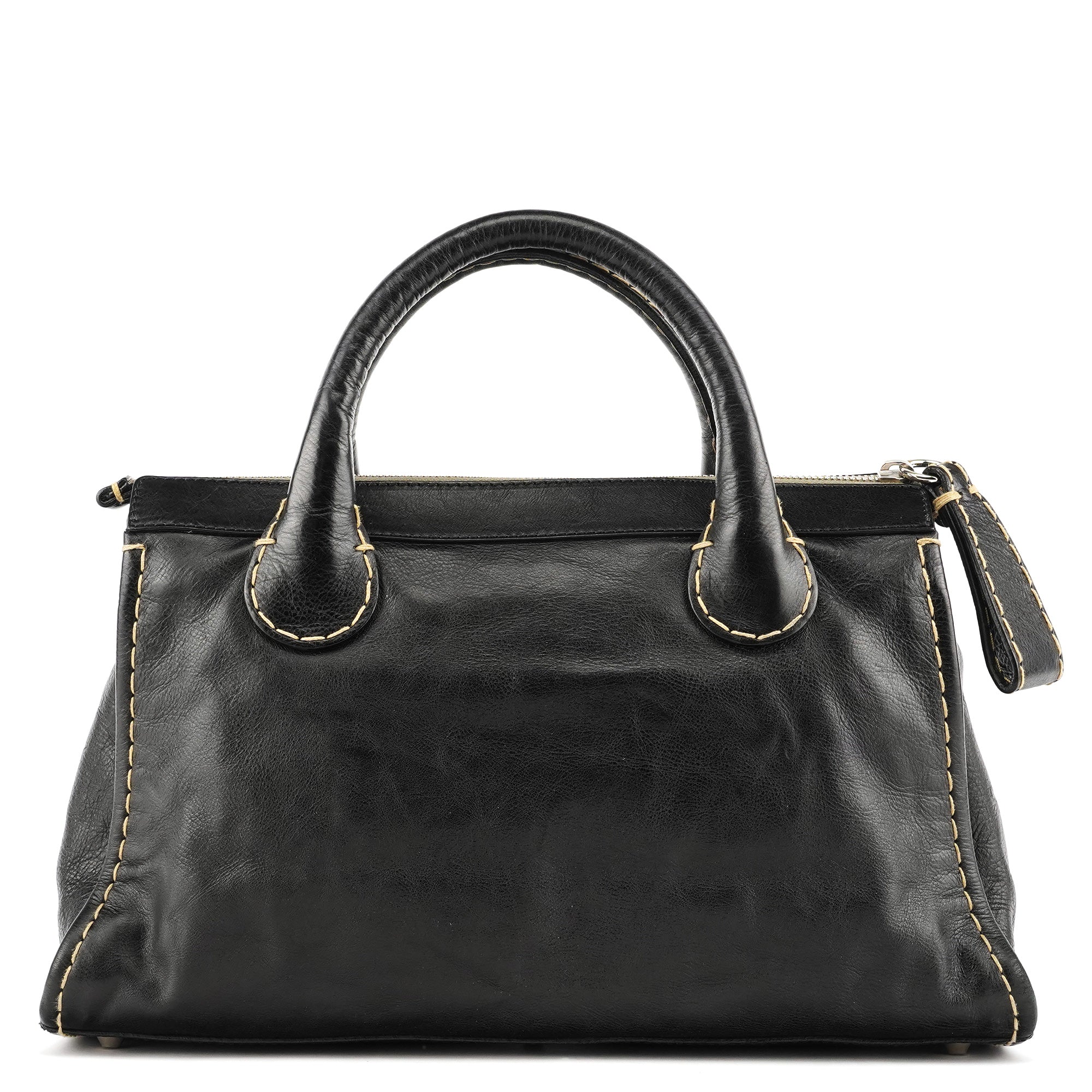 Black Leather Edith Tote Bag