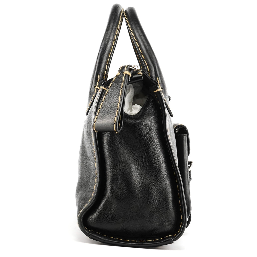 Black Leather Edith Tote Bag