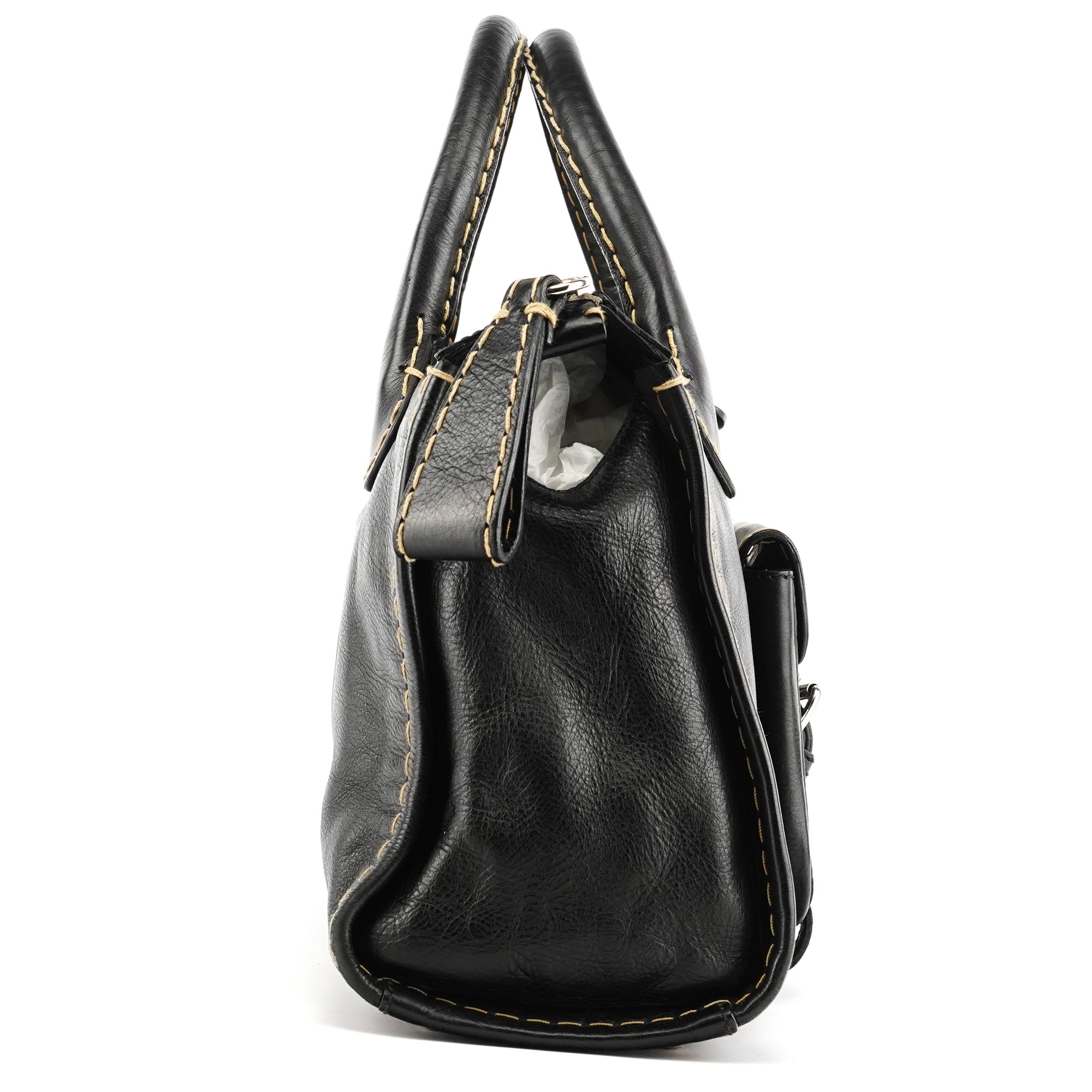 Black Leather Edith Tote Bag