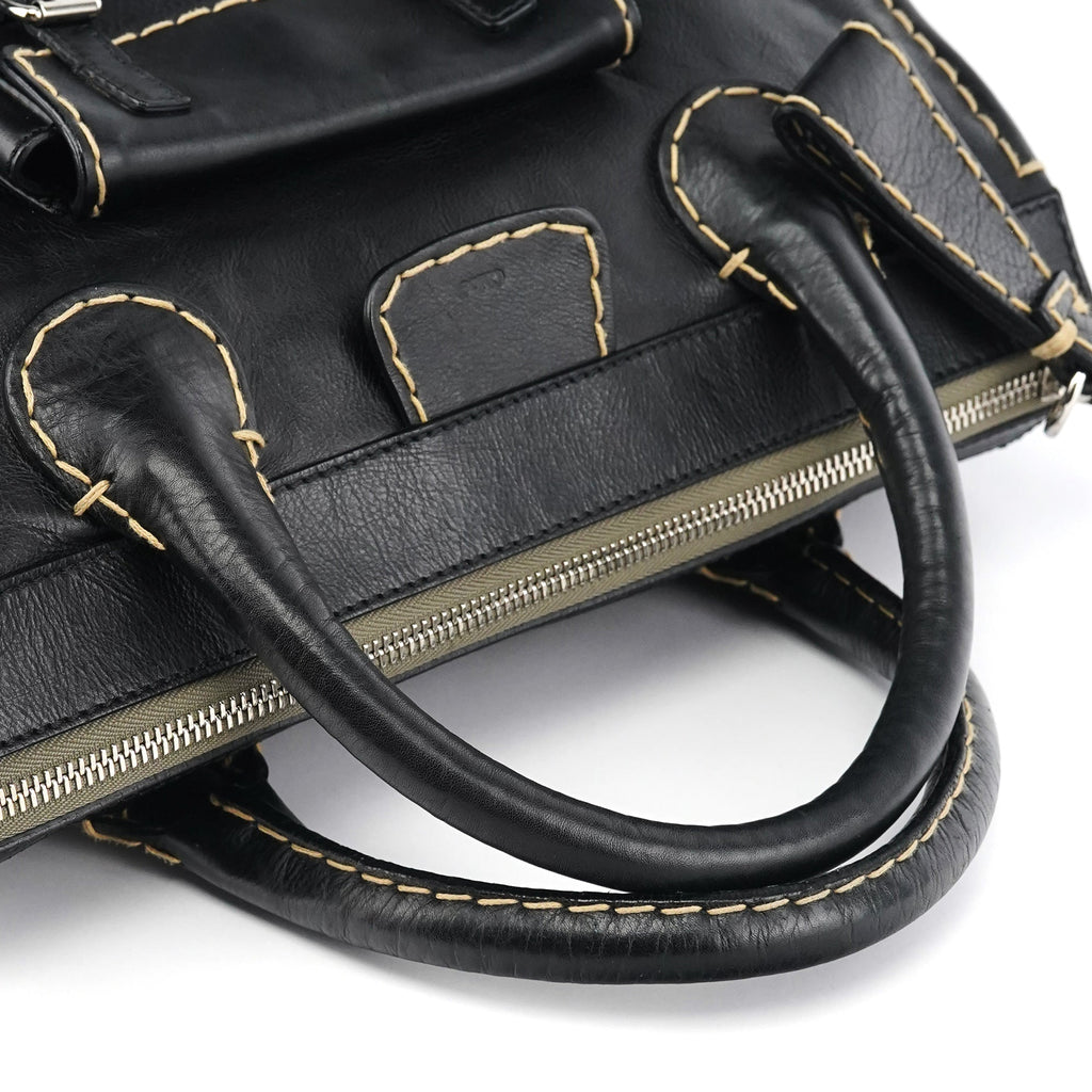Black Leather Edith Tote Bag