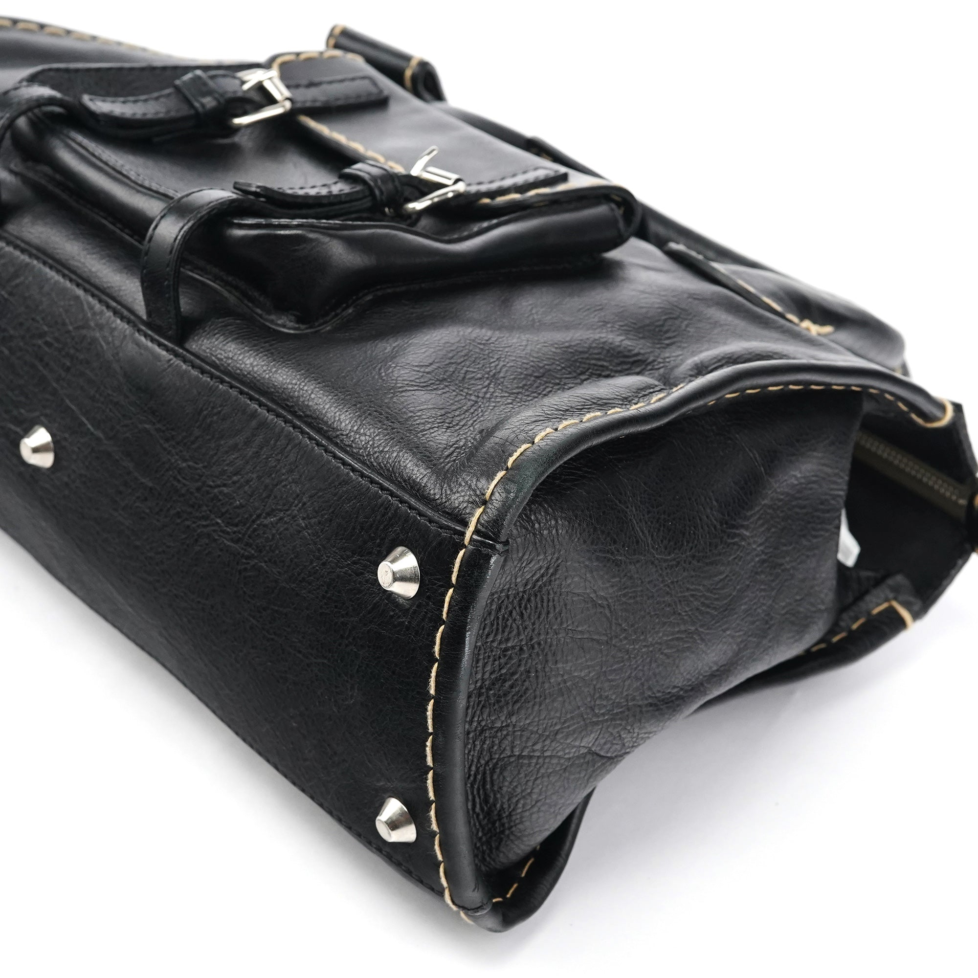 Black Leather Edith Tote Bag