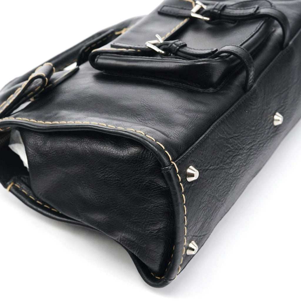 Black Leather Edith Tote Bag