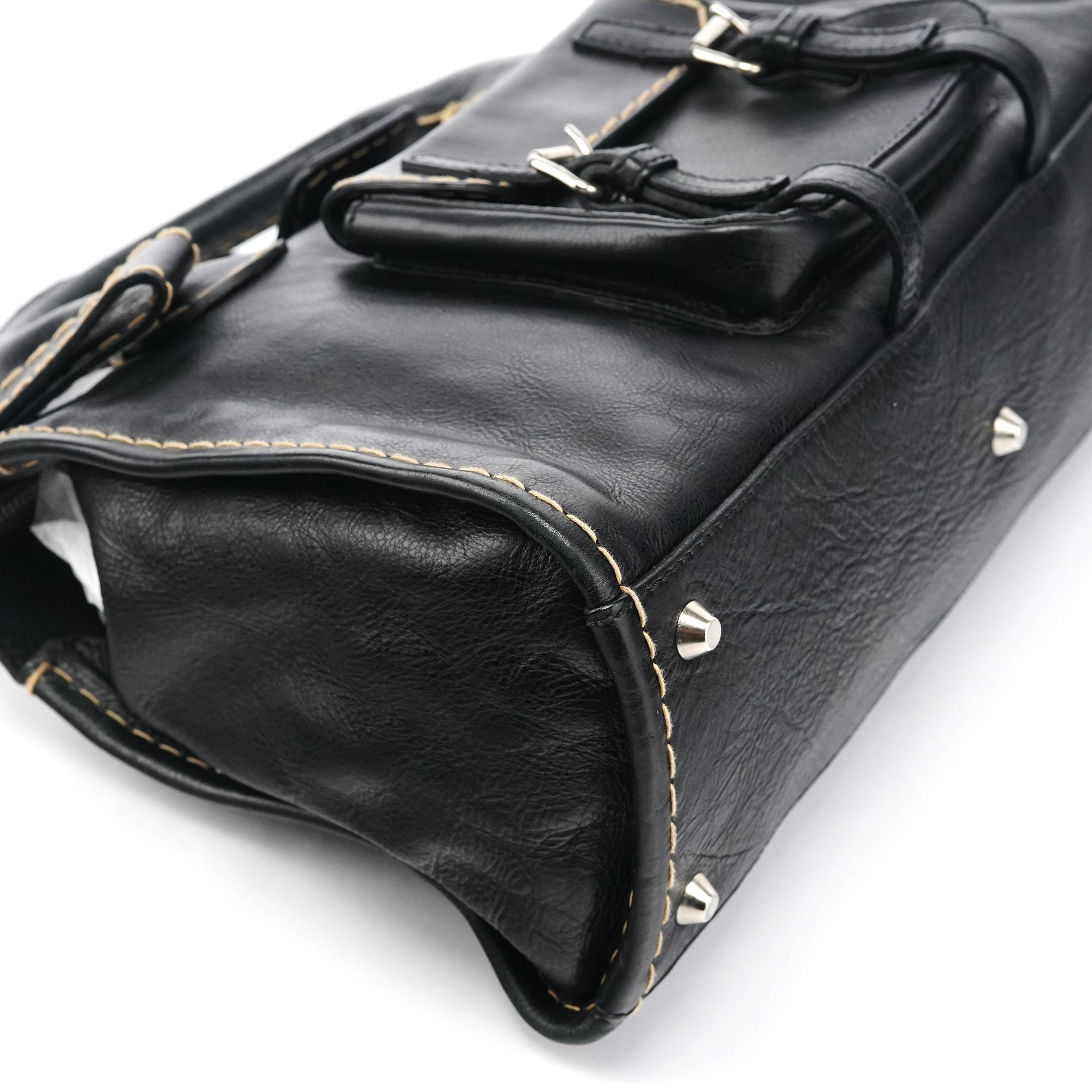 Black Leather Edith Tote Bag