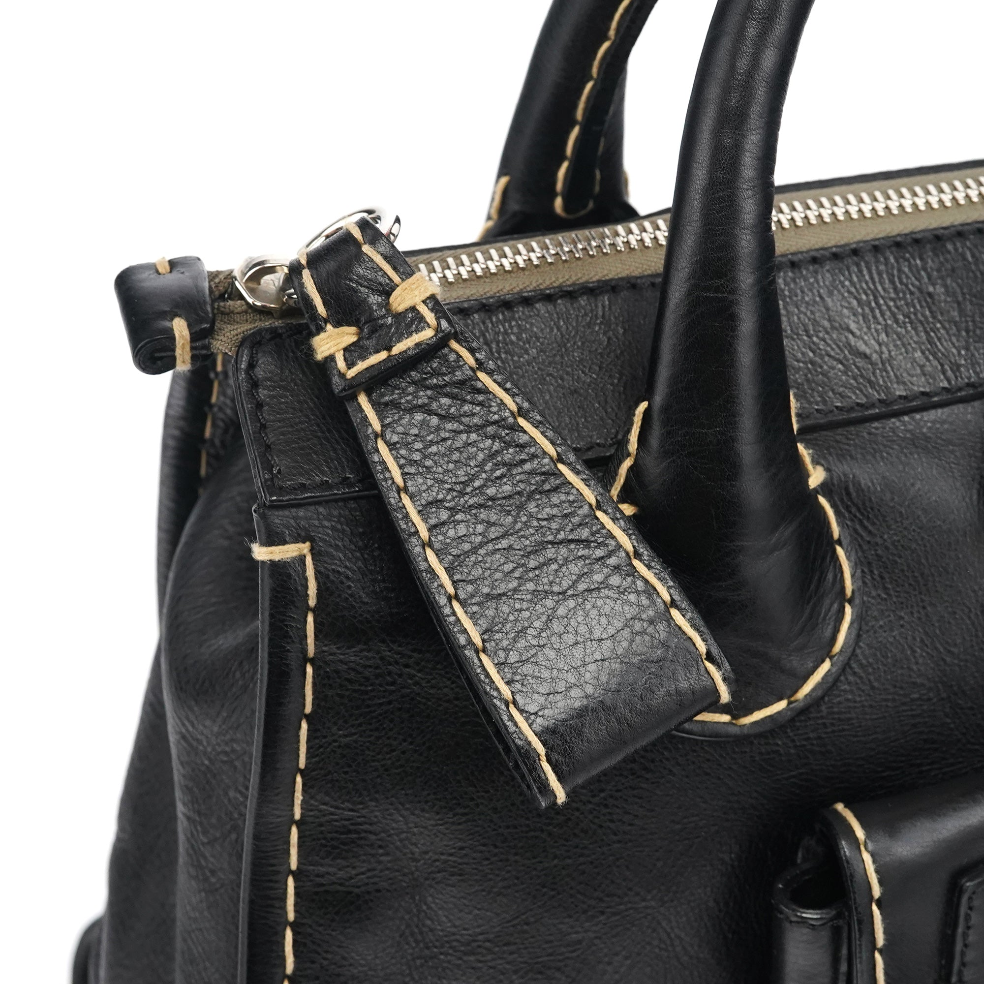 Black Leather Edith Tote Bag