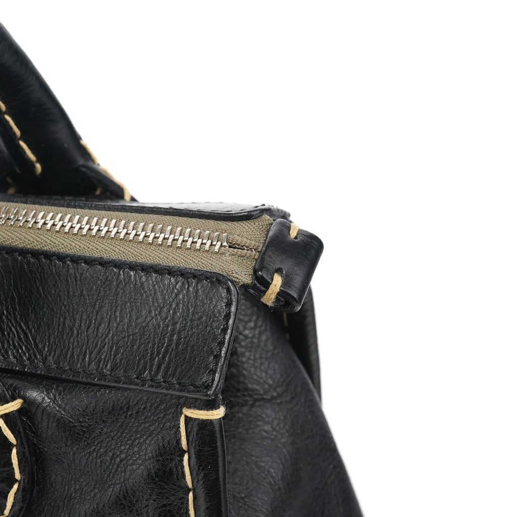 Black Leather Edith Tote Bag