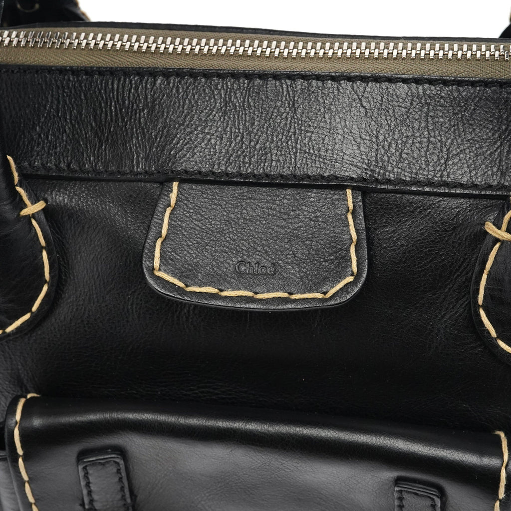 Black Leather Edith Tote Bag