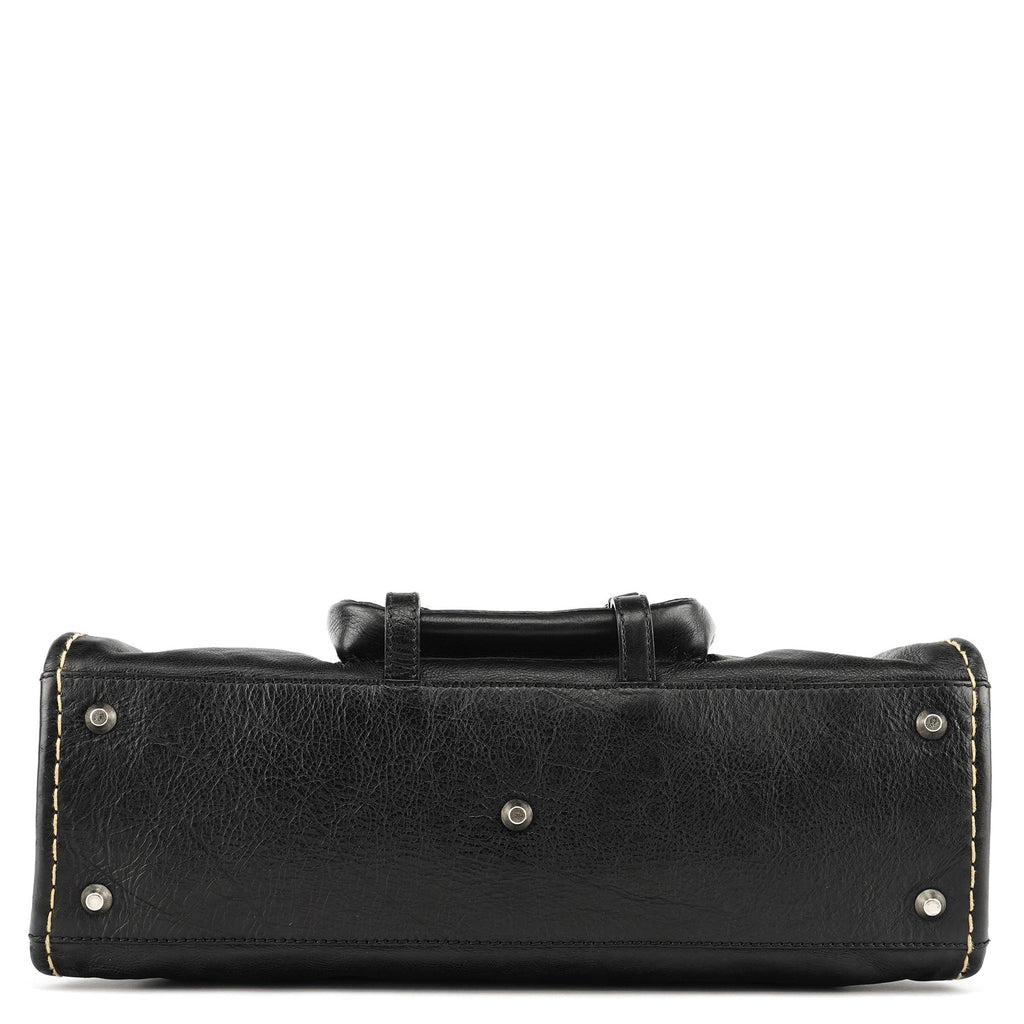 Black Leather Edith Tote Bag