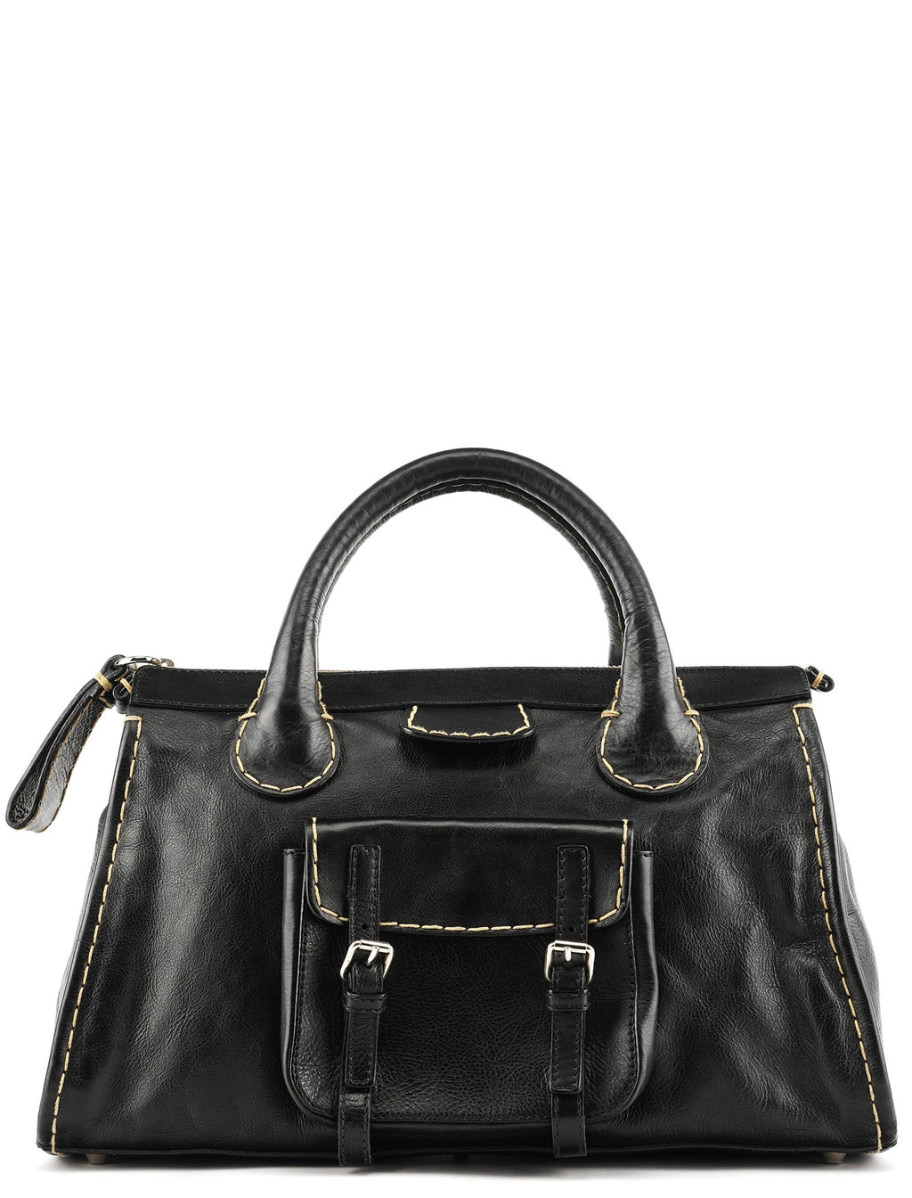 Black Leather Edith Tote Bag