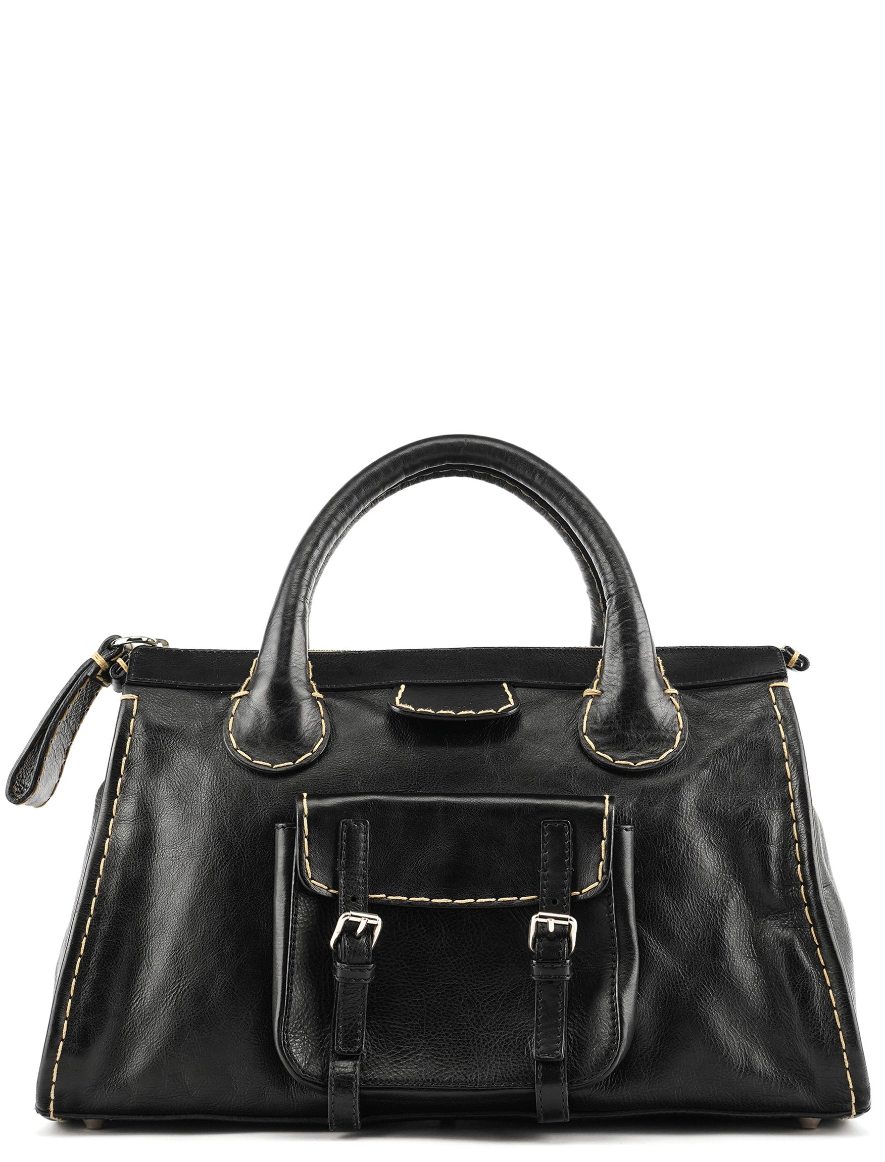 Black Leather Edith Tote Bag