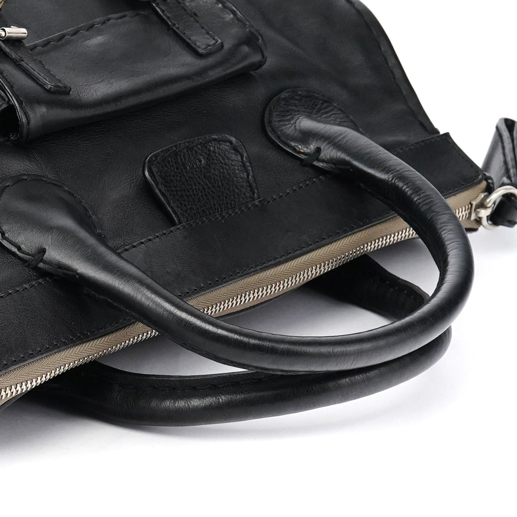 Black Leather Edith Tote Bag