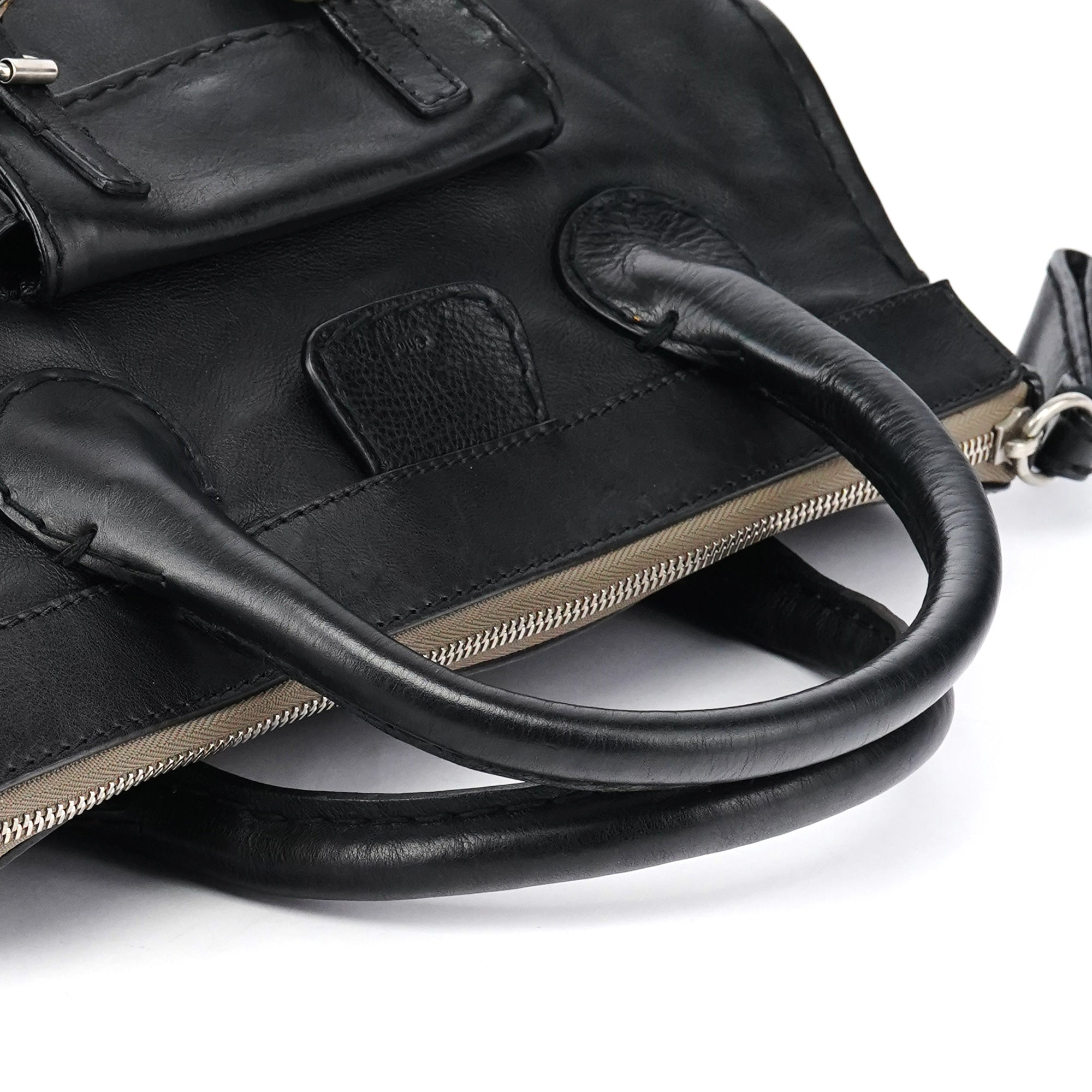 Black Leather Edith Tote Bag