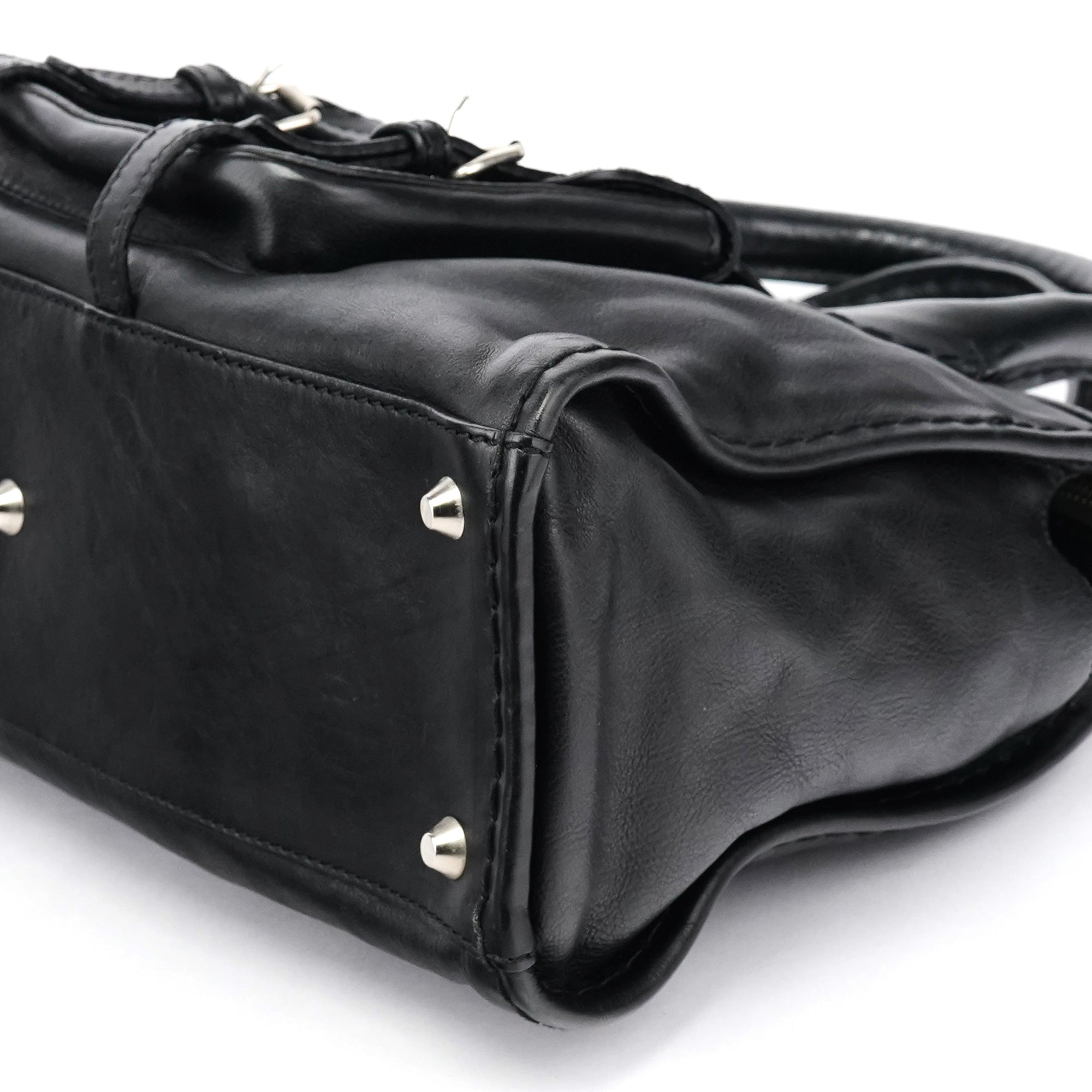 Black Leather Edith Tote Bag