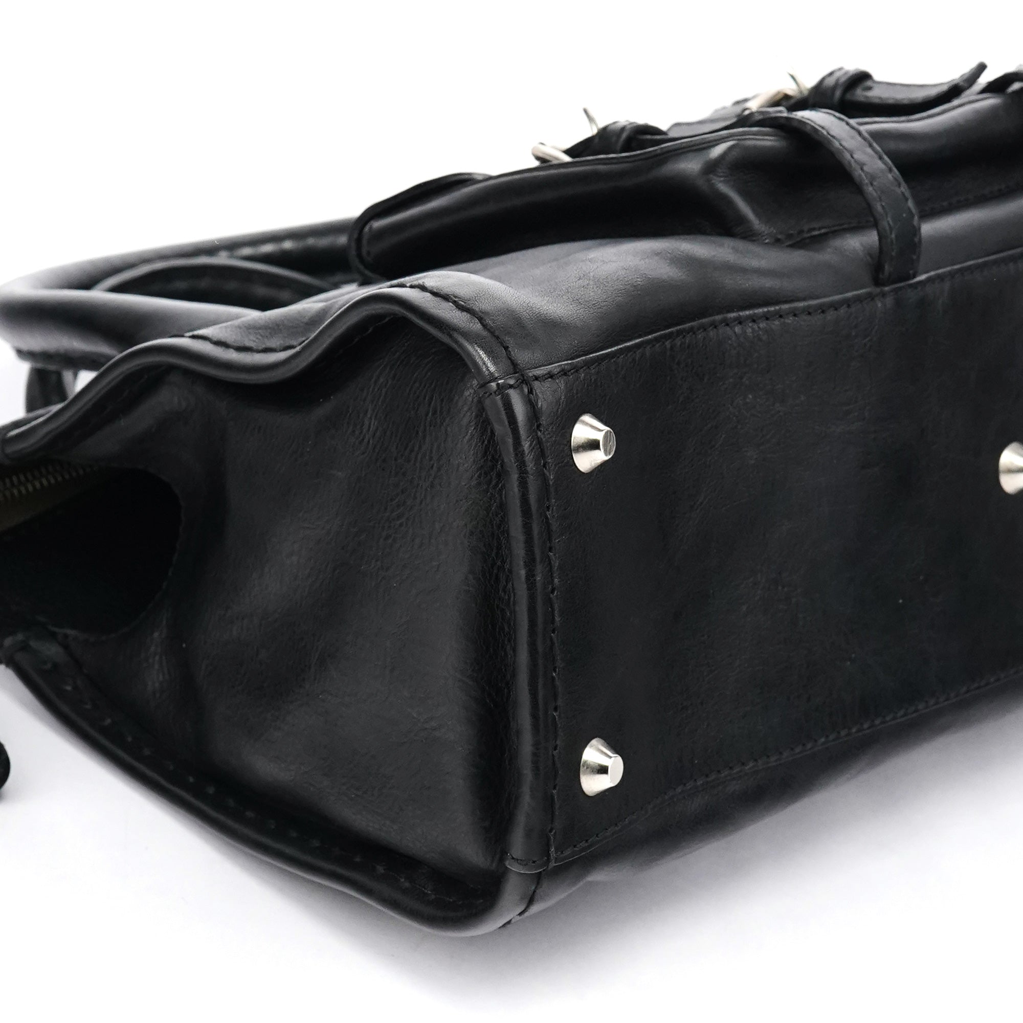 Black Leather Edith Tote Bag