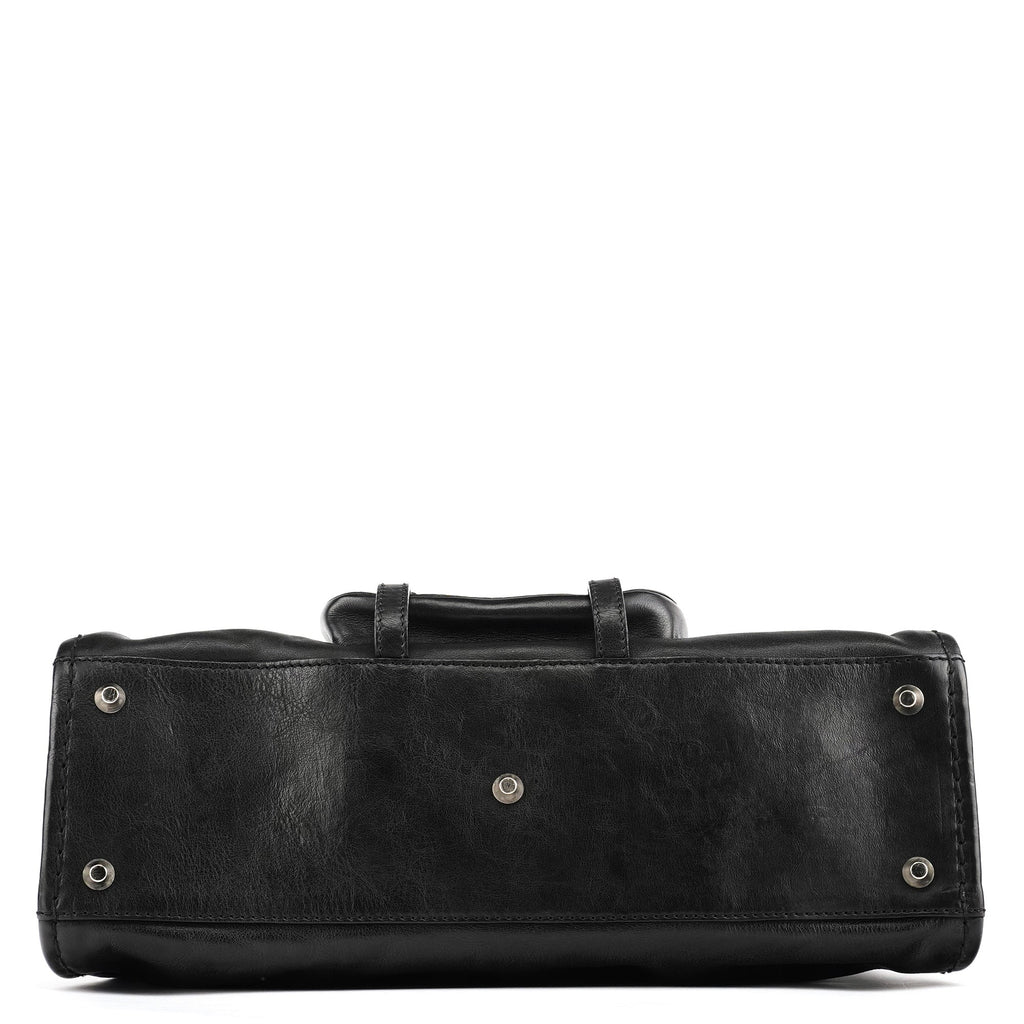 Black Leather Edith Tote Bag
