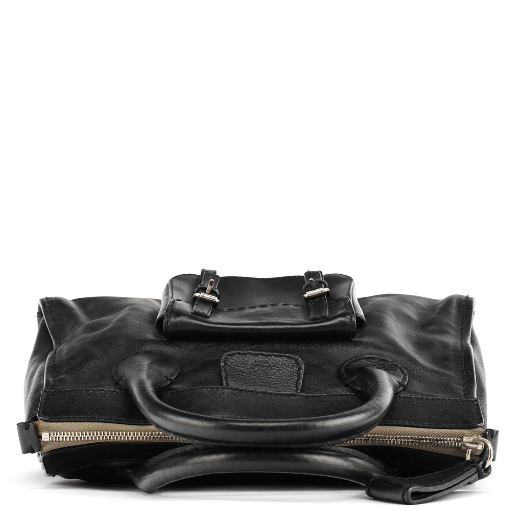 Black Leather Edith Tote Bag