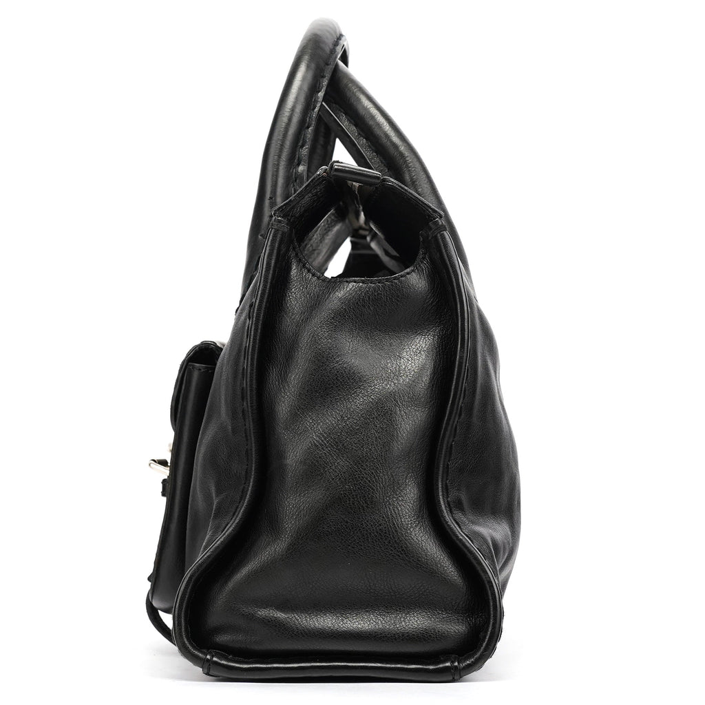 Black Leather Edith Tote Bag
