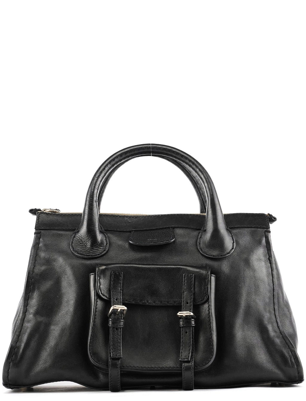 Black Leather Edith Tote Bag