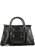 Black Leather Edith Tote Bag