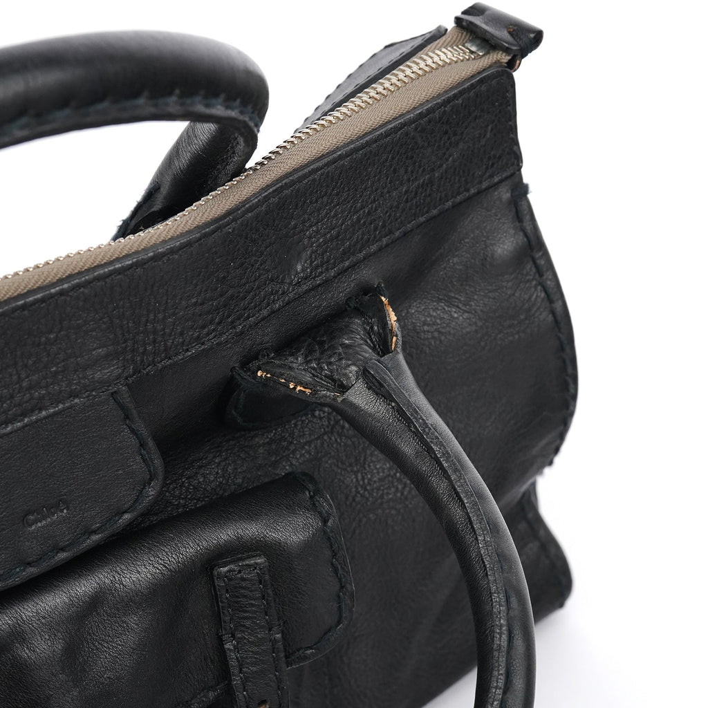 Black Leather Edith Tote Bag