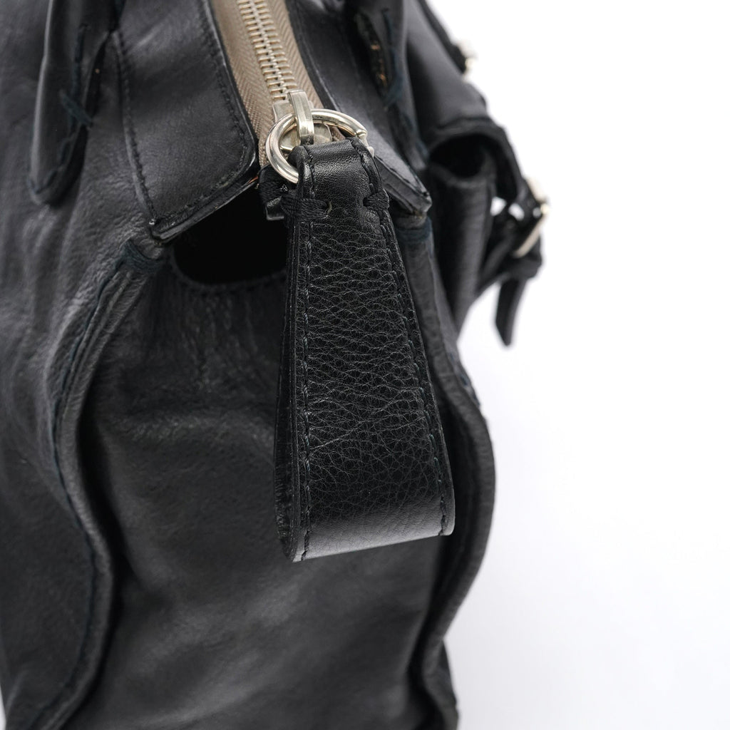 Black Leather Edith Tote Bag