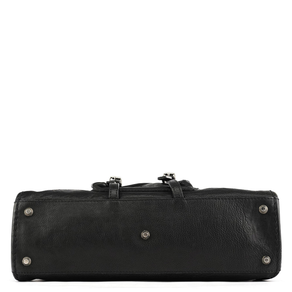 Black Leather Edith Tote Bag