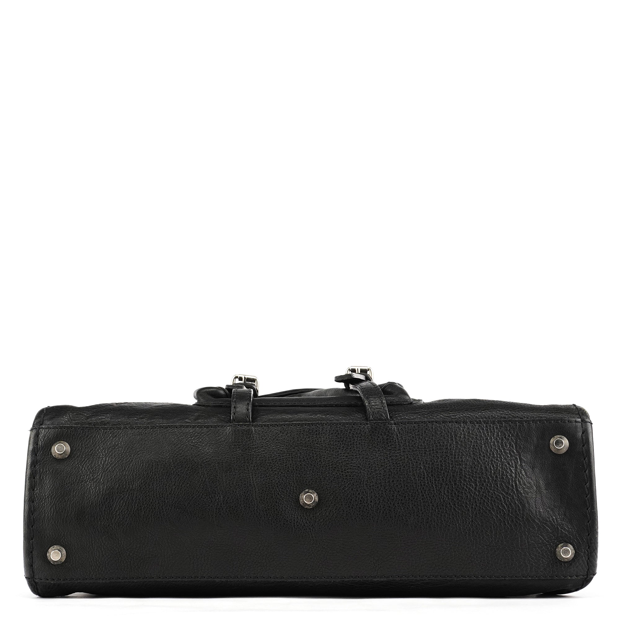 Black Leather Edith Tote Bag