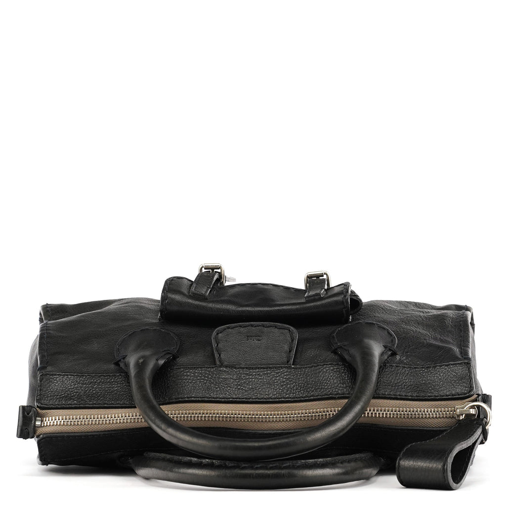 Black Leather Edith Tote Bag
