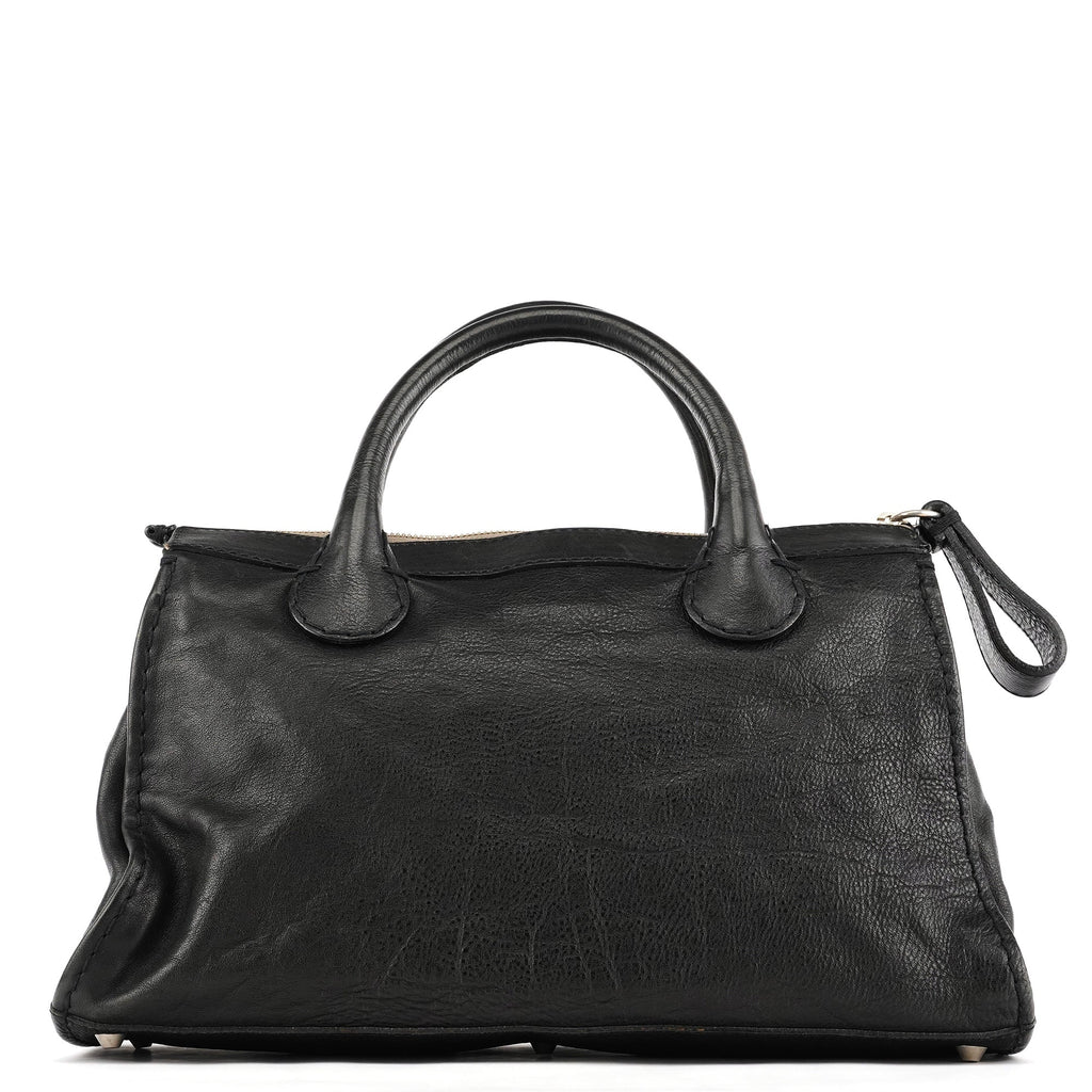 Black Leather Edith Tote Bag