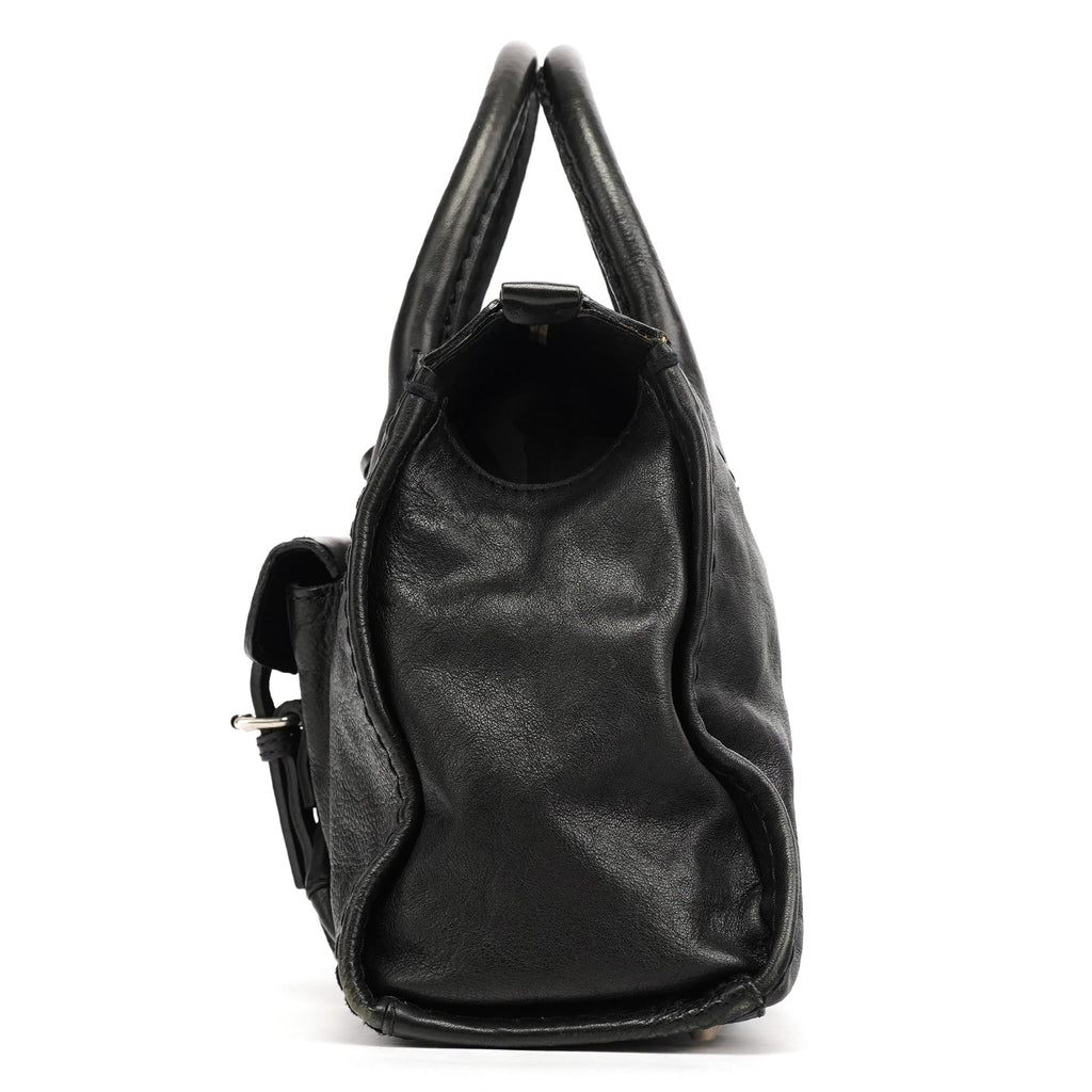 Black Leather Edith Tote Bag
