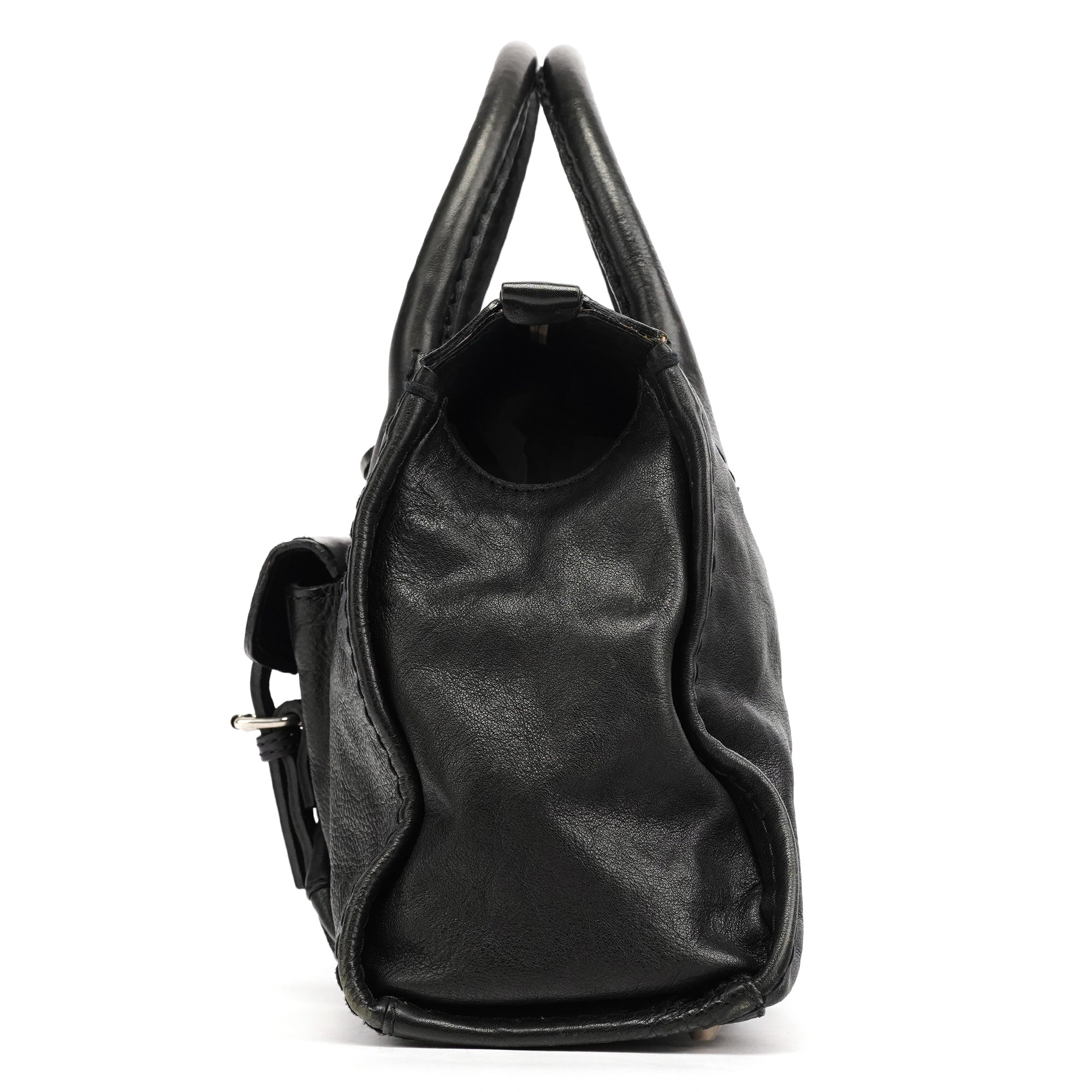 Black Leather Edith Tote Bag
