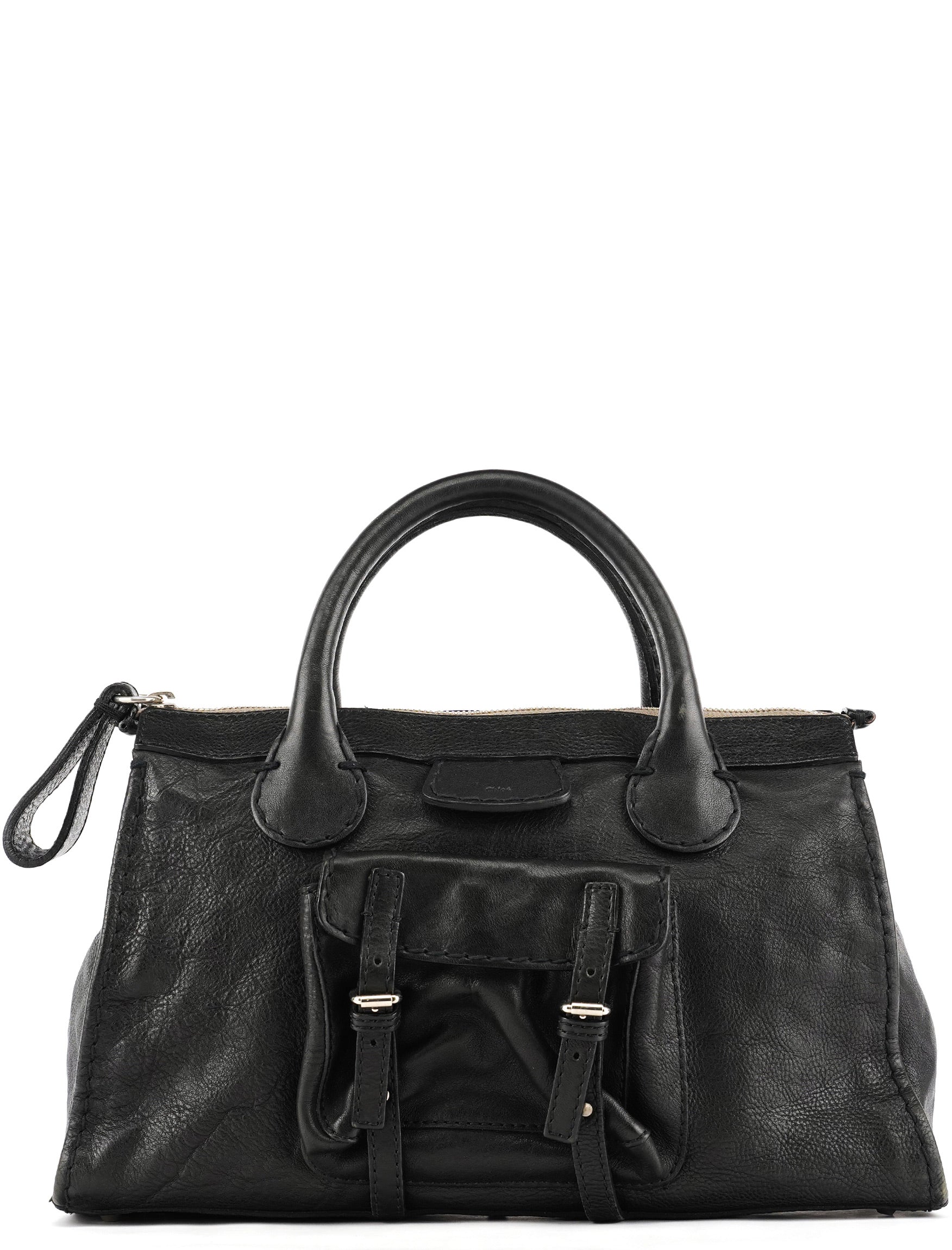 Black Leather Edith Tote Bag