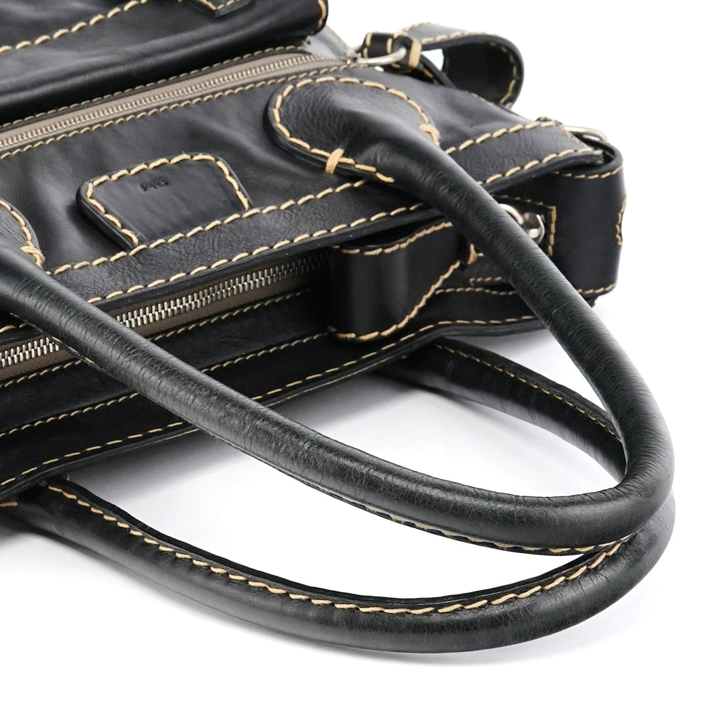Black Leather Edith Tote Bag
