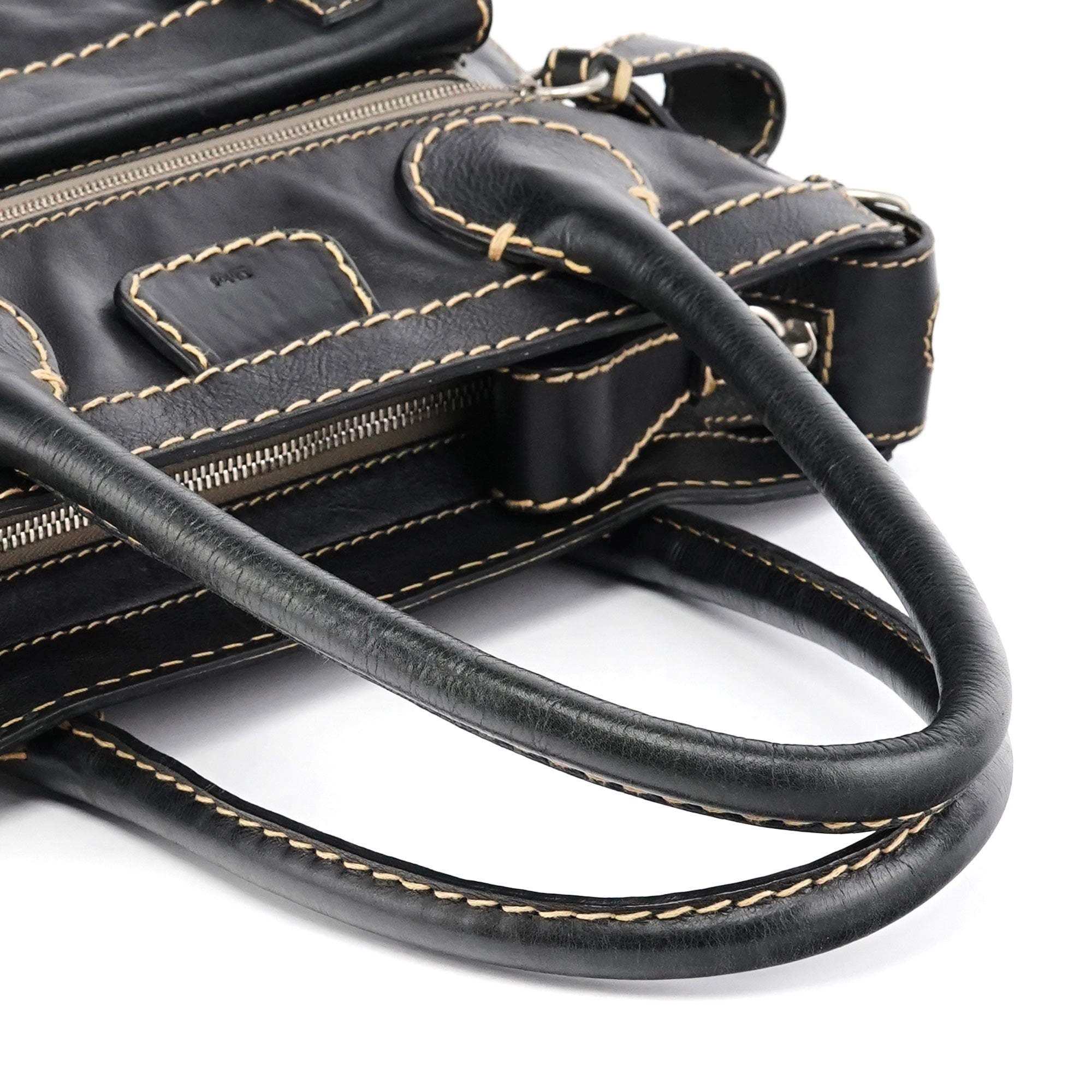 Black Leather Edith Tote Bag