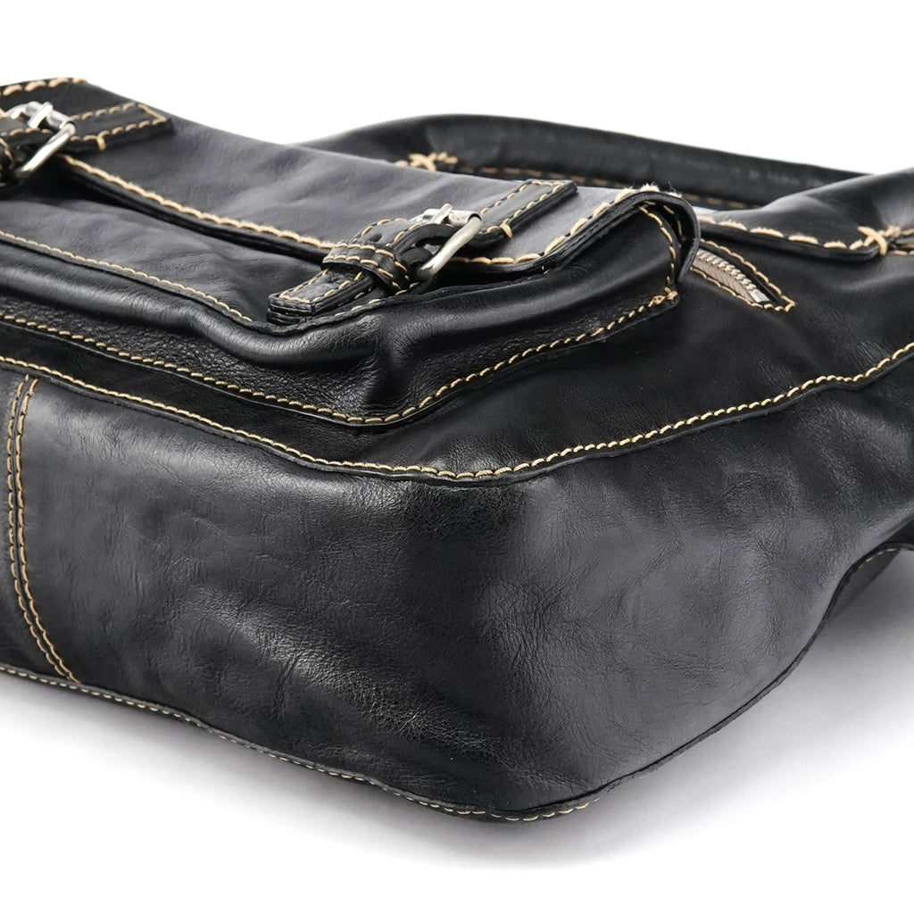 Black Leather Edith Tote Bag